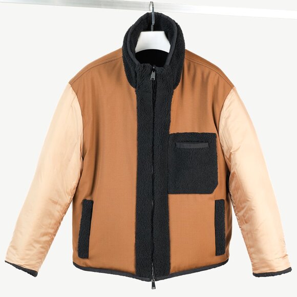 Fendi Reversible Black Wool Fleece & Brown Patchwork Jacket - Picture 2 of 15